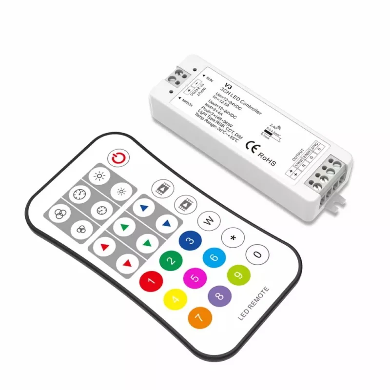 Color Adjustment Wireless Remote Control Dimmer for RGB RGBW CTA Monochrome LED Strip