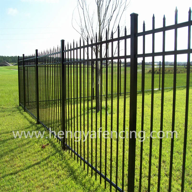 Eco Friendly Outdoor Steel Pipe Grating Security Spear Top Fence Grill Design Garden Border Fencing Steel Boundary Wall Fence