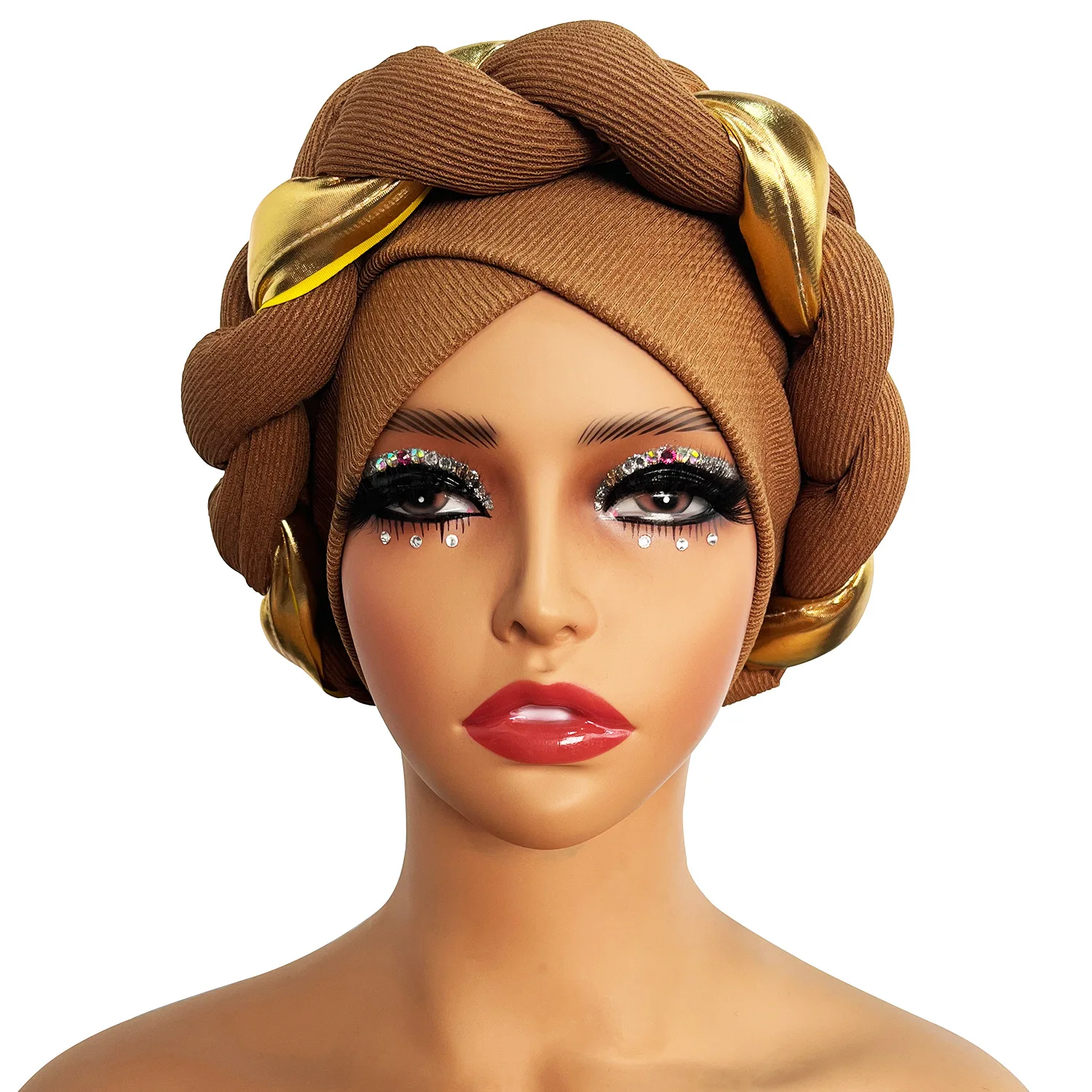 HZM-23431 Muslim Braids Bonnet Hat Women Female Head Scarf African Space Cotton Head Wraps Auto Gele Headtie Turban Caps