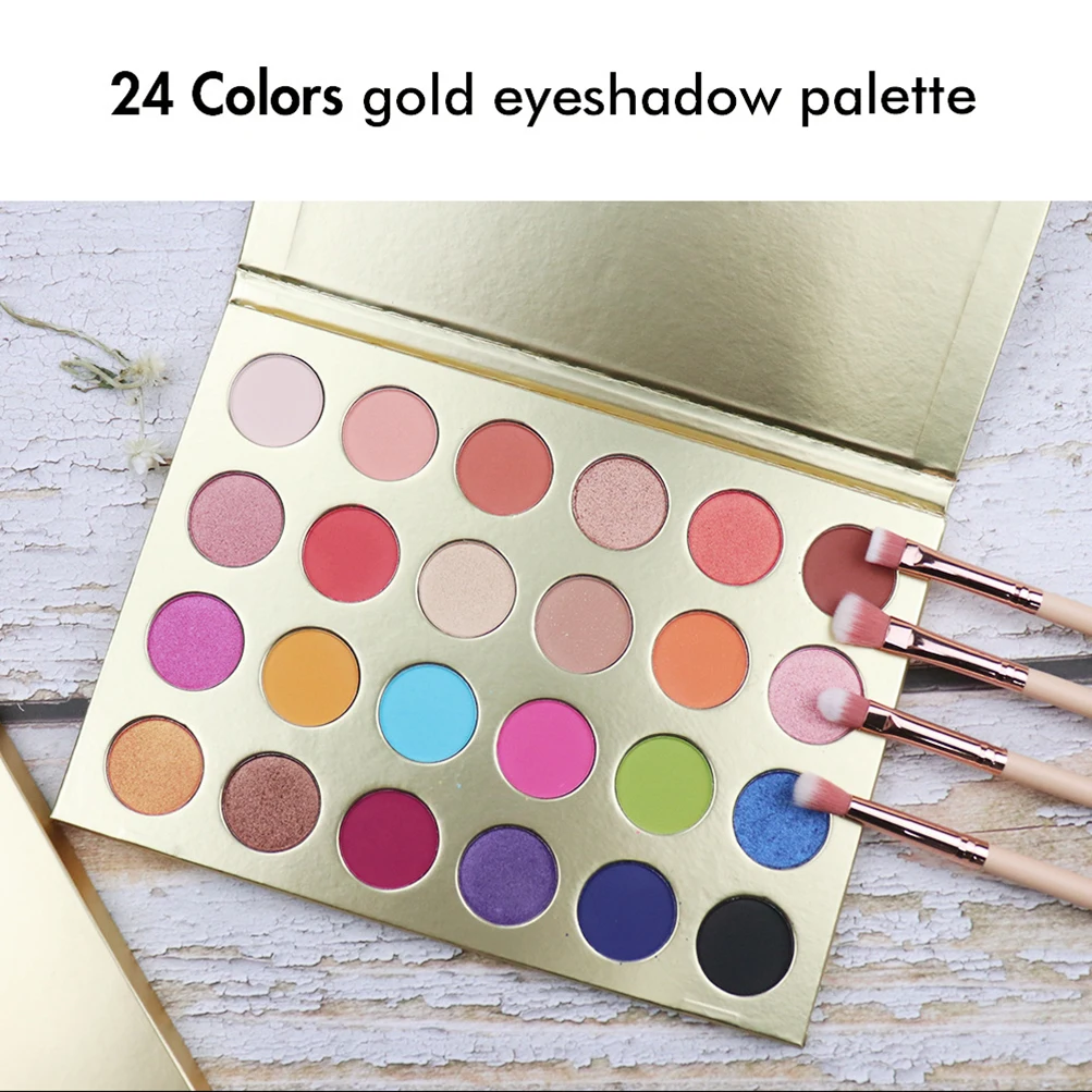 24 color bright gold eyeshadow palette private custom logo easy makeup wholesale