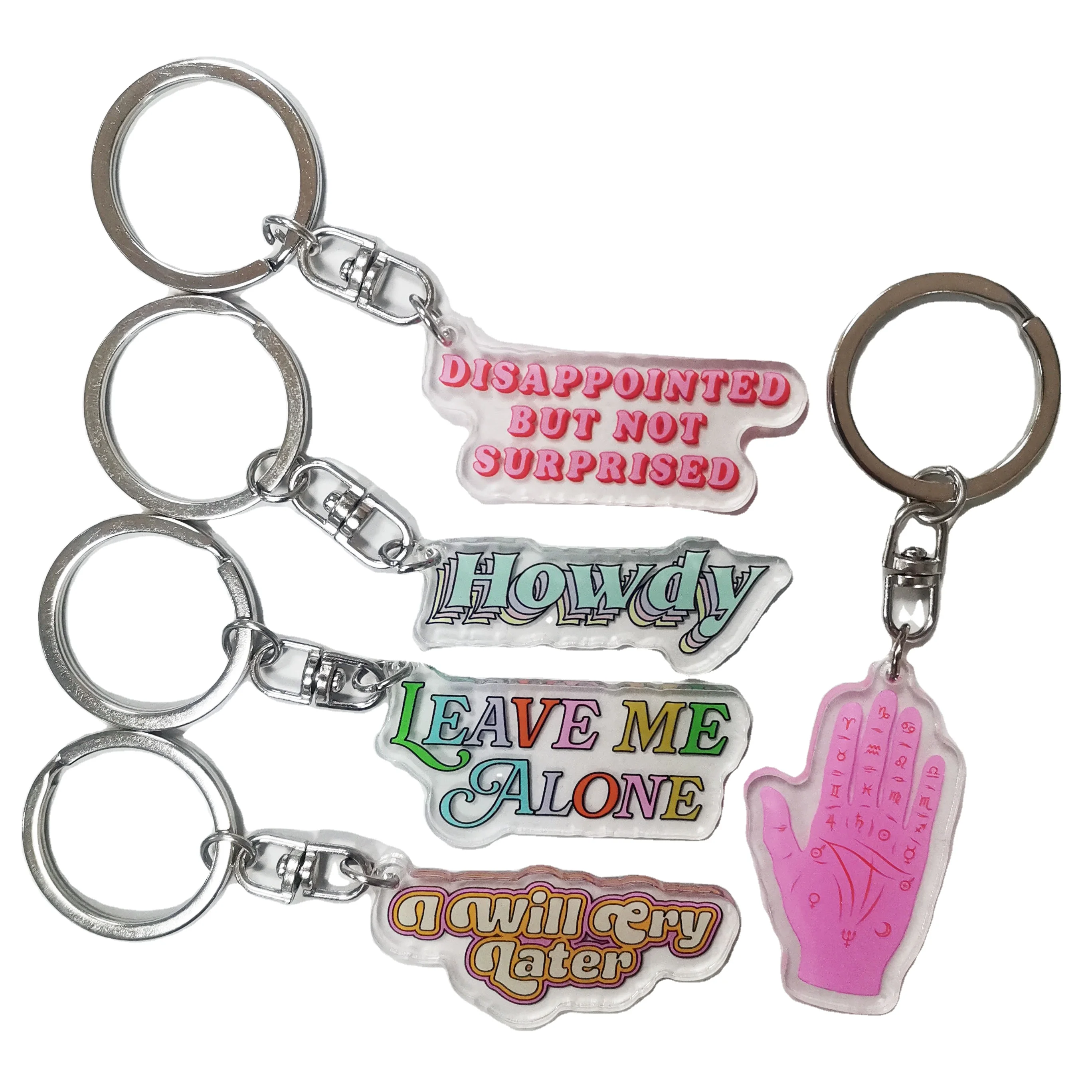 Wholesale Custom Printed Acrylic Key Chain Transparent  Epoxy Design Acrylic Charms Key Chain Custom