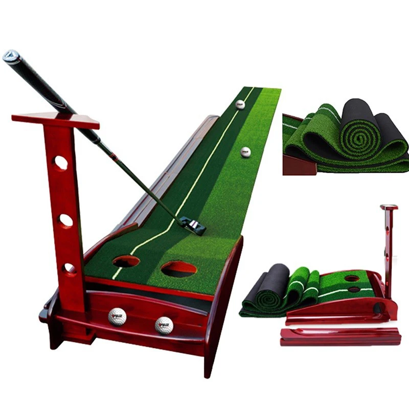 3/3.5M Indoor Golf Putter Trainer Set Golf Practice Putting Golf Mat Green Fairway Trainer With Baffle Training Aids