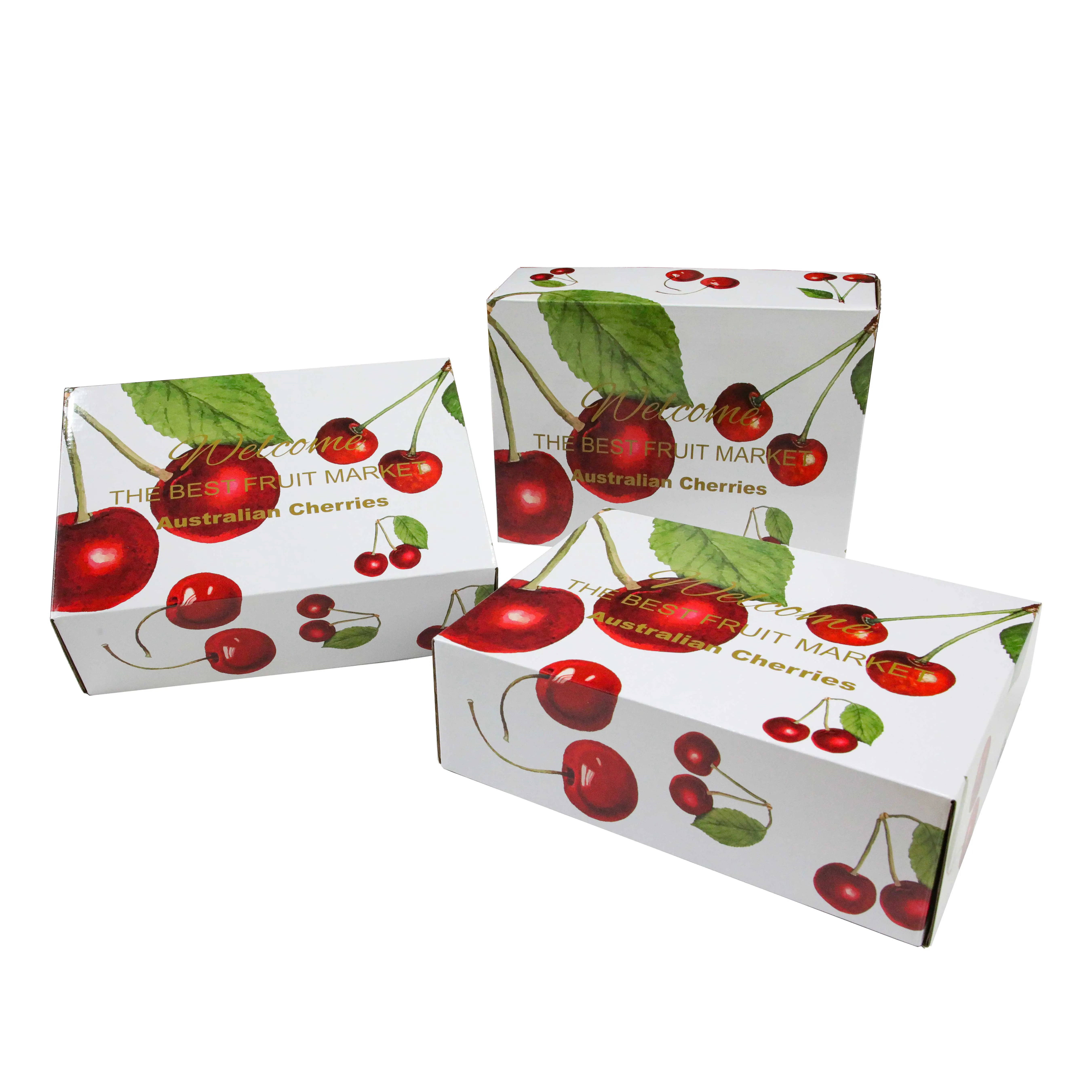 Wholesale Custom Branded Recyclable Cherry  Vegetable Fruit Package Coated Corrugated Fresh Vegetable Product Wax Carton Box