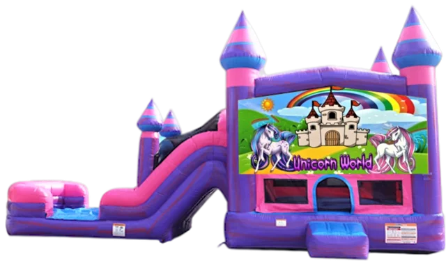 commercial unicorn theme inflatable bouncy water slide combo  bounce house inflatable jumping castle combo for party business