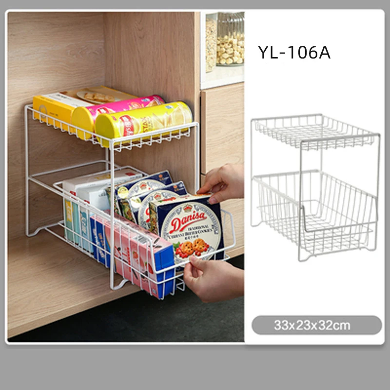 Kitchen Countertop Layered Shelf  Cabinet Rack Inner Compartment Divider Pot Rack Kitchen Closet Organizer