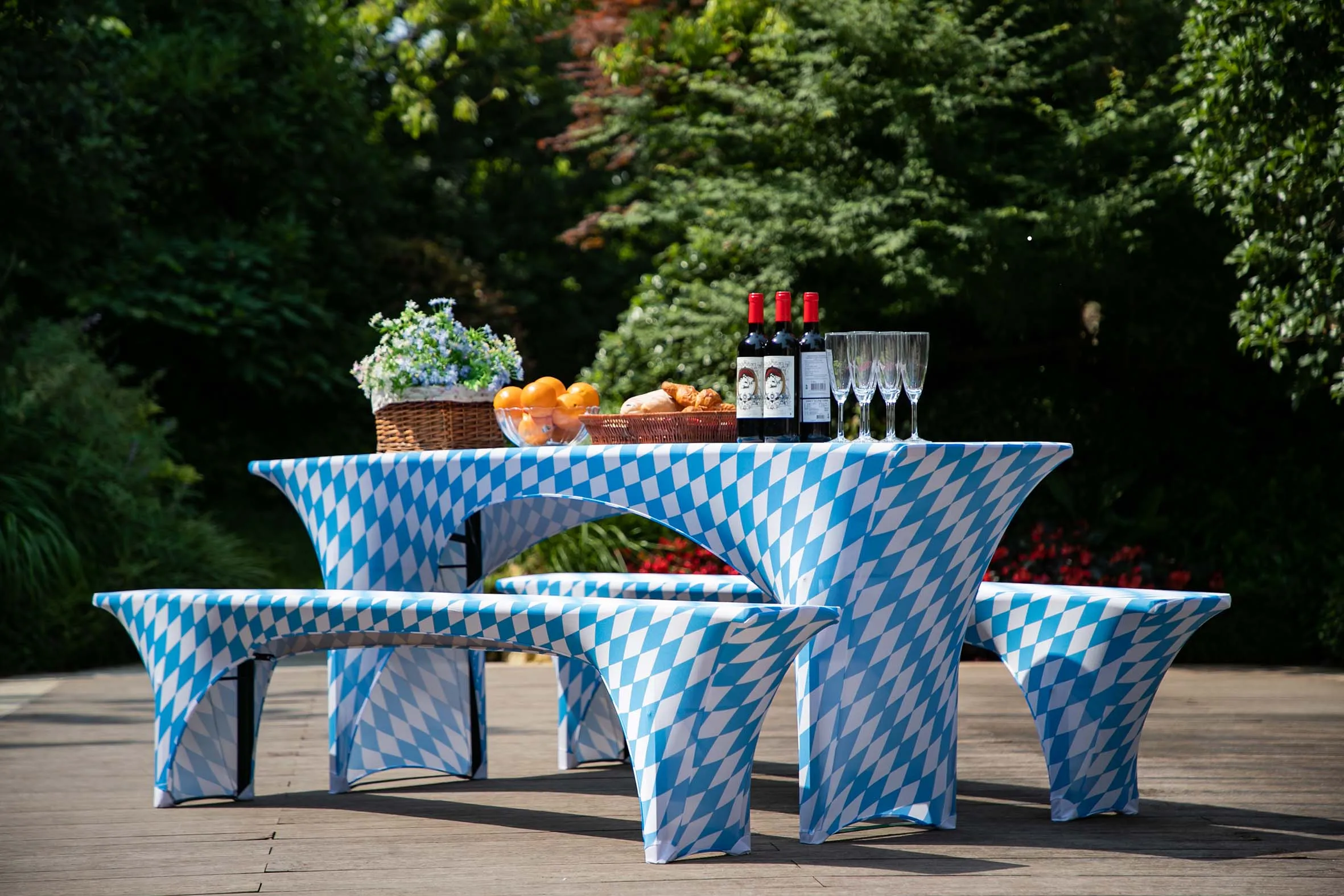 Cheap Spandex Beer Table Cover Stretch Beer Bench Cover Elastic Beer Garden Sets for Outdoor Party