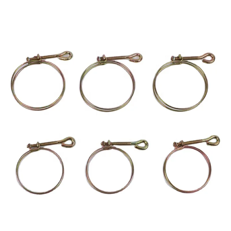 Factory Supply Adjustable Galvanized Steel Double Wire Hose Clamp Fire Hose Clamp with Spring Pipe Clamp
