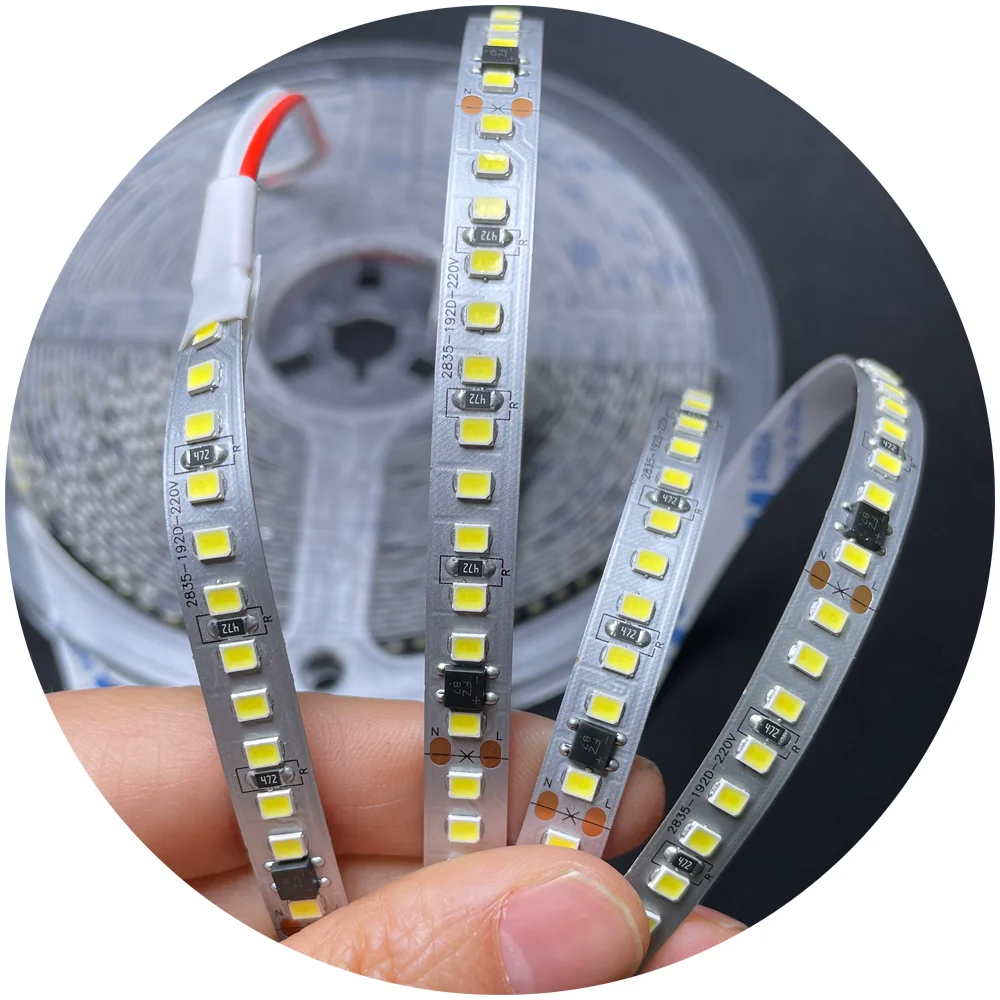 3000k 4000k 6500k high brightness driverless smd2835 6cm cuttable 192LEDS/MAC220V led light strip for neon tube diffuser