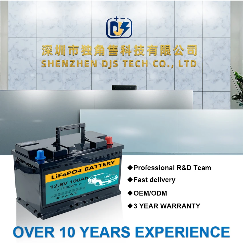 low maintenance 100Ah LiFePO4 Car Start Battery Start-stop high cranking Amps 10 years life LFP car battery