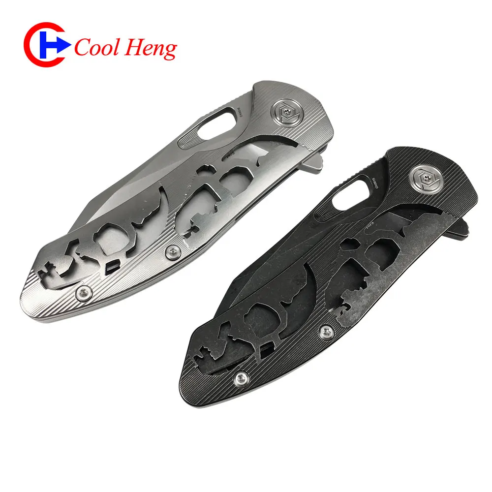 
wholesale S35VN steel Titanium handle CNC Machining Bearing Quick Opening outdoors Camping Battle Pocket knife Folding knife 