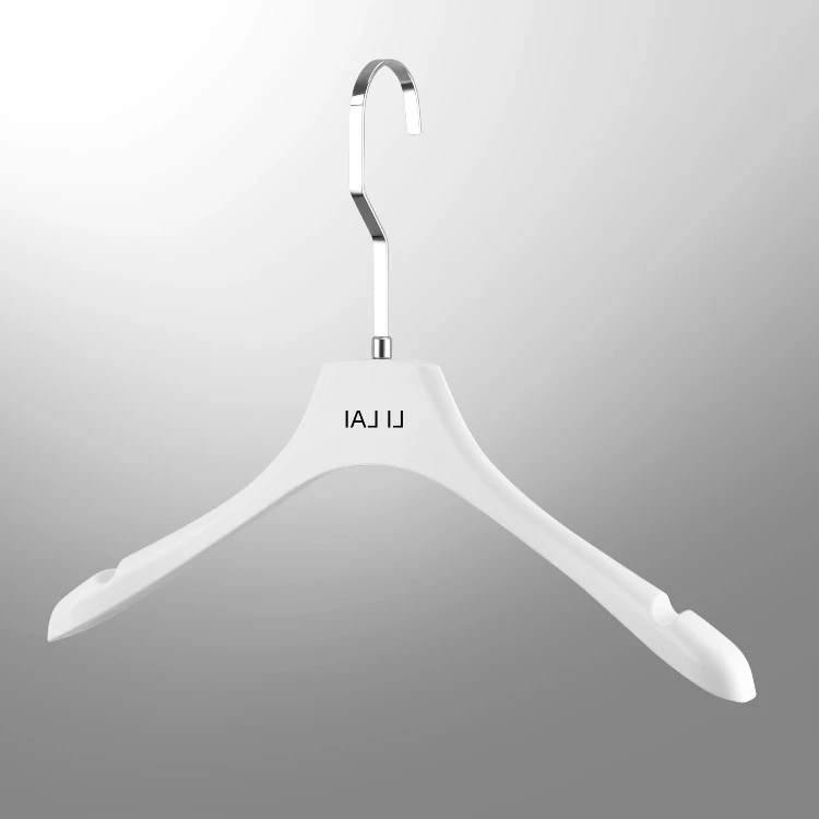 Popular Acrylic Dress Hangers Durable White Solid Acrylic Pant Hanger with Power Gold Clips