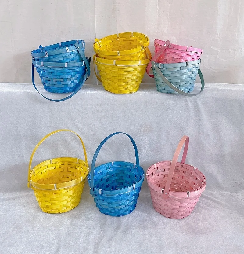 2022 New Fashion Bamboo Easter baskets  easter basket stuffers handle baskets for boys & girls