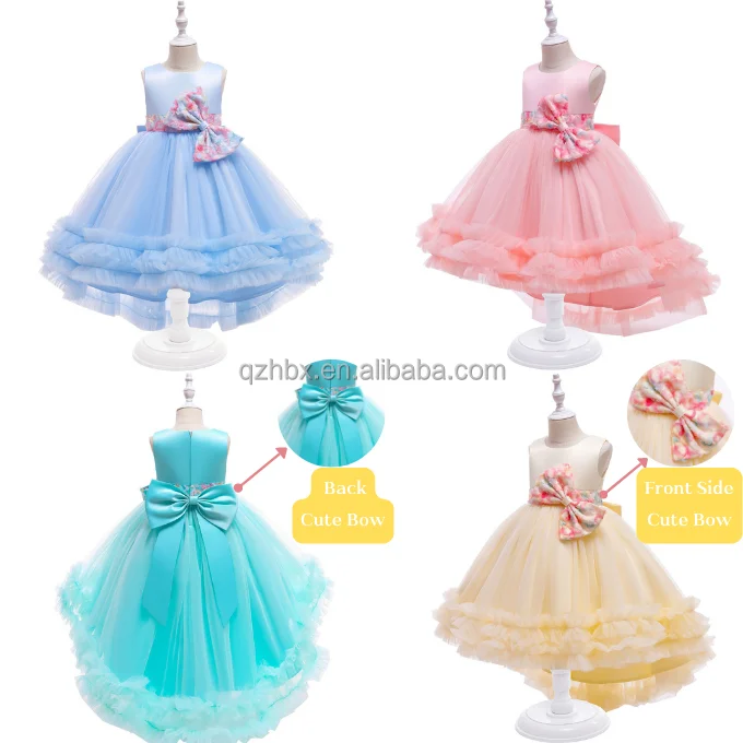 Детское пышное свадебное платье с бантом для маленьких девочек, Тюлевое платье, вечернее платье принцессы с цветами для девочек