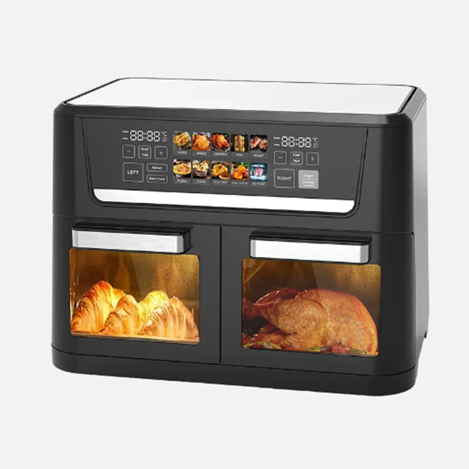 Hot sale in Europe air fryer oven 12L double air fryer colored digital touch screen control dual basket air fryer for family