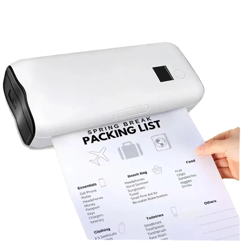 Mini Mobile Office Printer Document Bluetooth & USB No ink No Printing Ribbon A4 Portable Thermal Printer