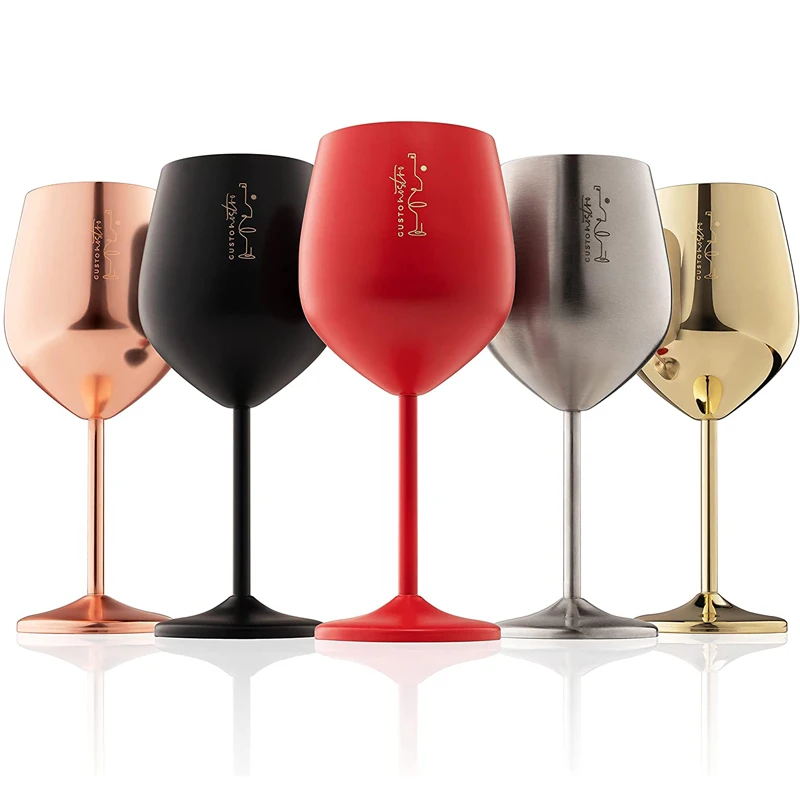 Stainless Steel Goblet Wine Glasses 18oz Coffee Tumbler Mug Champagne Flutes Martini Cocktail Water Bottle Beverage Cups