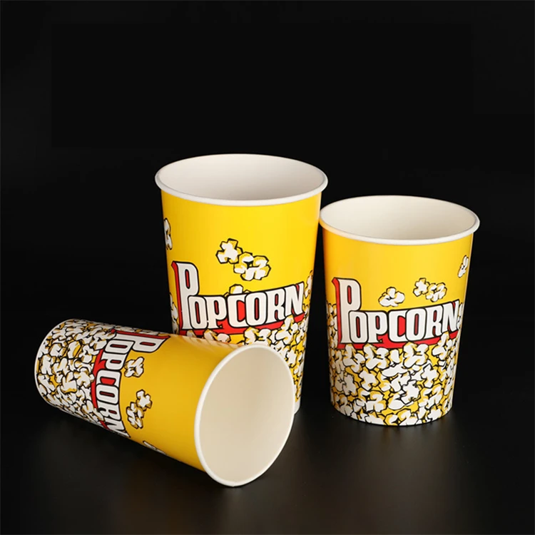 Custom Printed Movie Night Popcorn Paper Boxes Buckets Large Capacity 32-180 oz Popcorn Containers