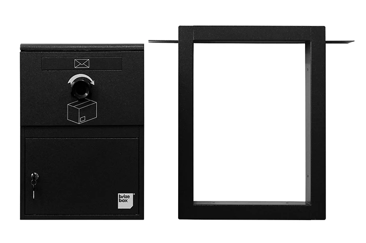 Through the Wall Parcel Box Black Large Capacity Anti Theft Parcel Drop Delivery Box