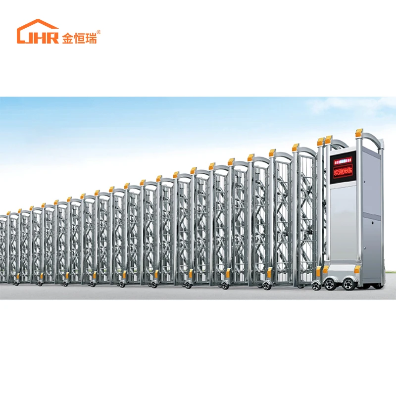 JHR Modern Aluminum Barrier Gate/Electric telescopic gate Aluminum Gates Automatic  Folding Slide Gate