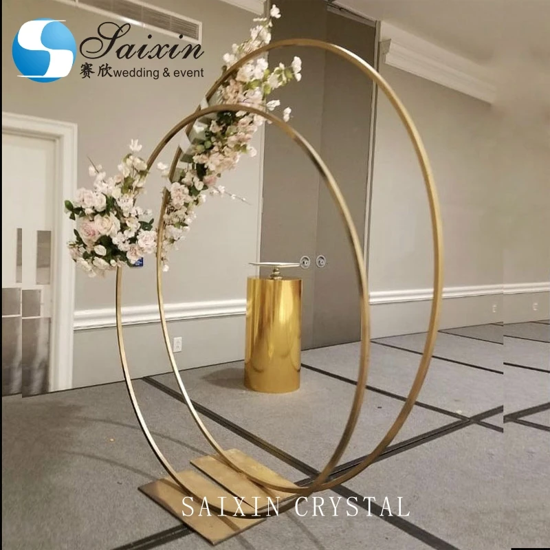 ZT-354B Customized size large round circle metal flower hoop floor stand for wedding backdrop