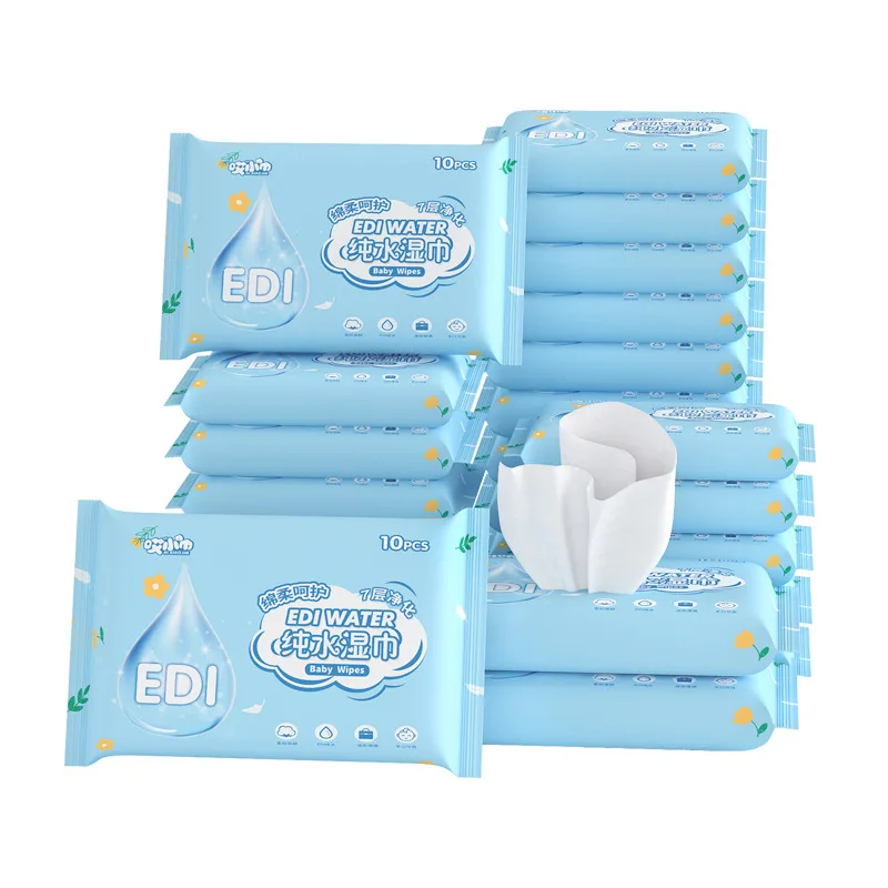 Custom Baby Wipe 10pcs Disposable Face Hand baby Soft Cotton Cleansing Organic Wipes