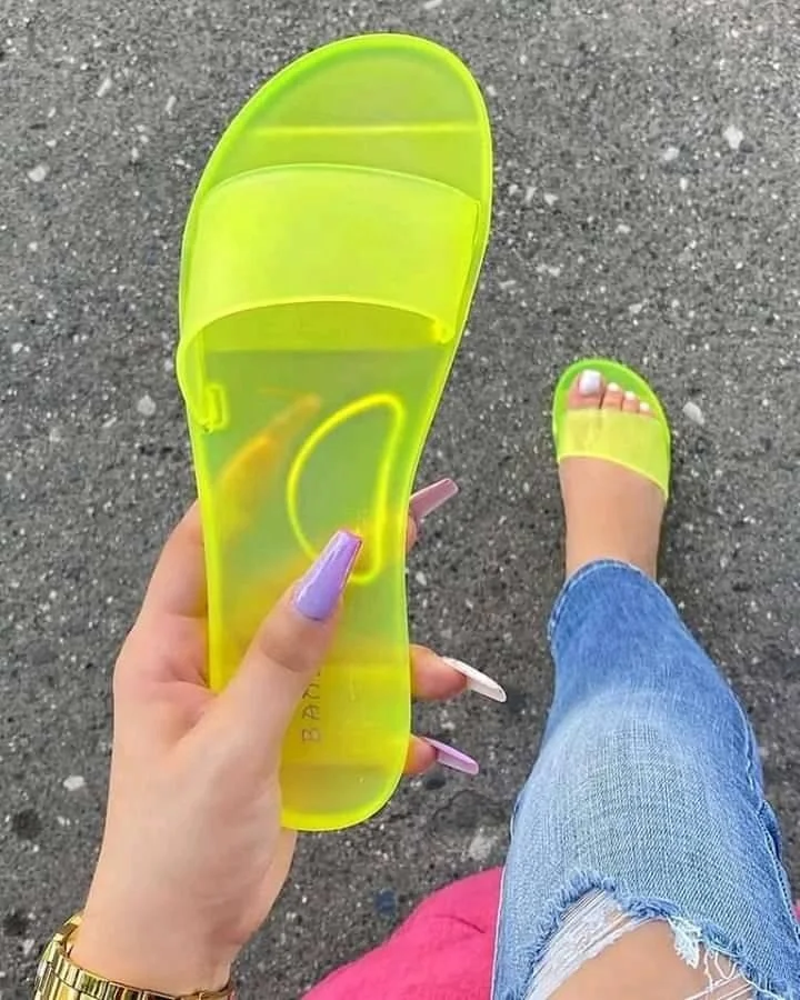 women clear summer cute jelly slides sandals candy color fruit jelly slippers sandals shoes for ladies 2020