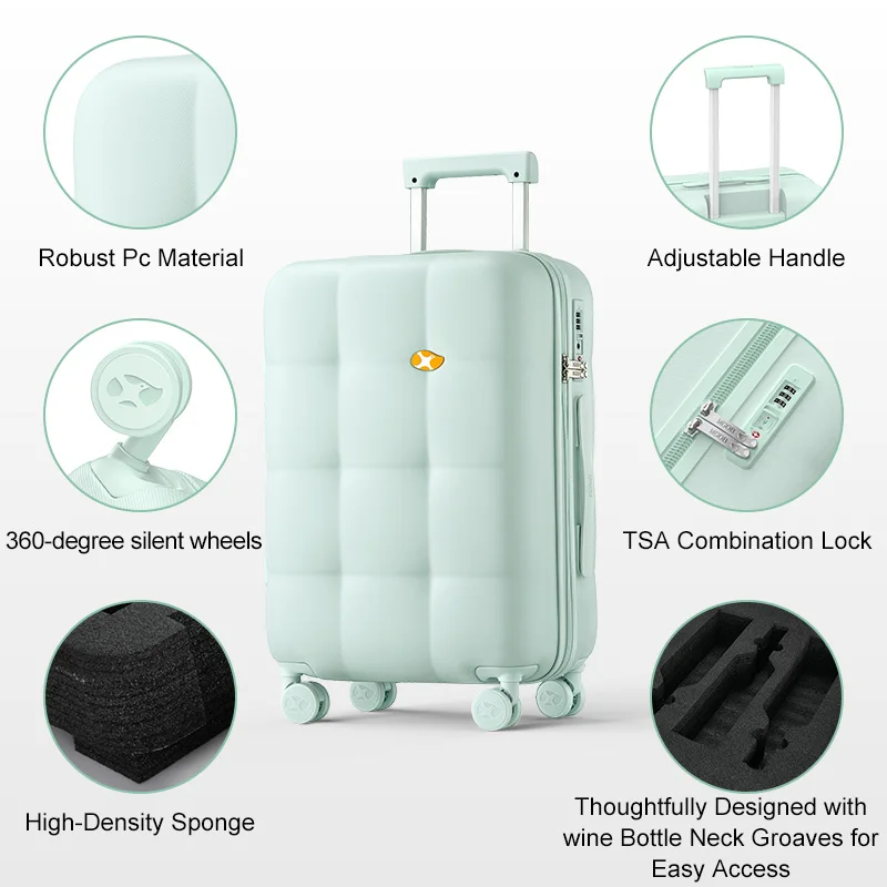 MGOB 2024 Wholesale PC Trolley Luxury TSA Code Fashion Lock 4 Spinner Wheels 10 Bottles Red Wine Luggage Suitcase Carry ons