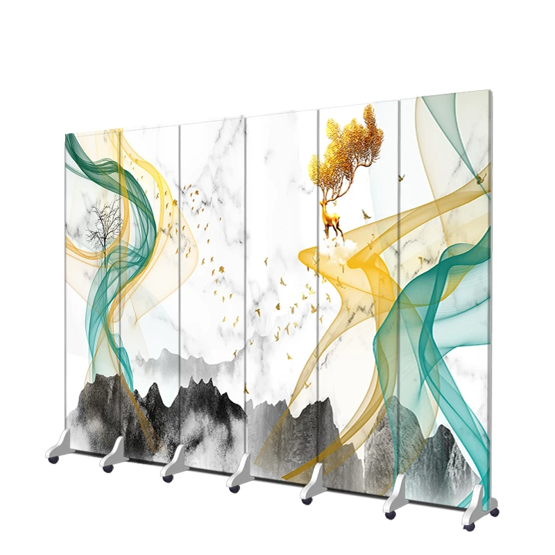 Simple modern living room home mobile partition wall sliding office shelter bed folding screen
