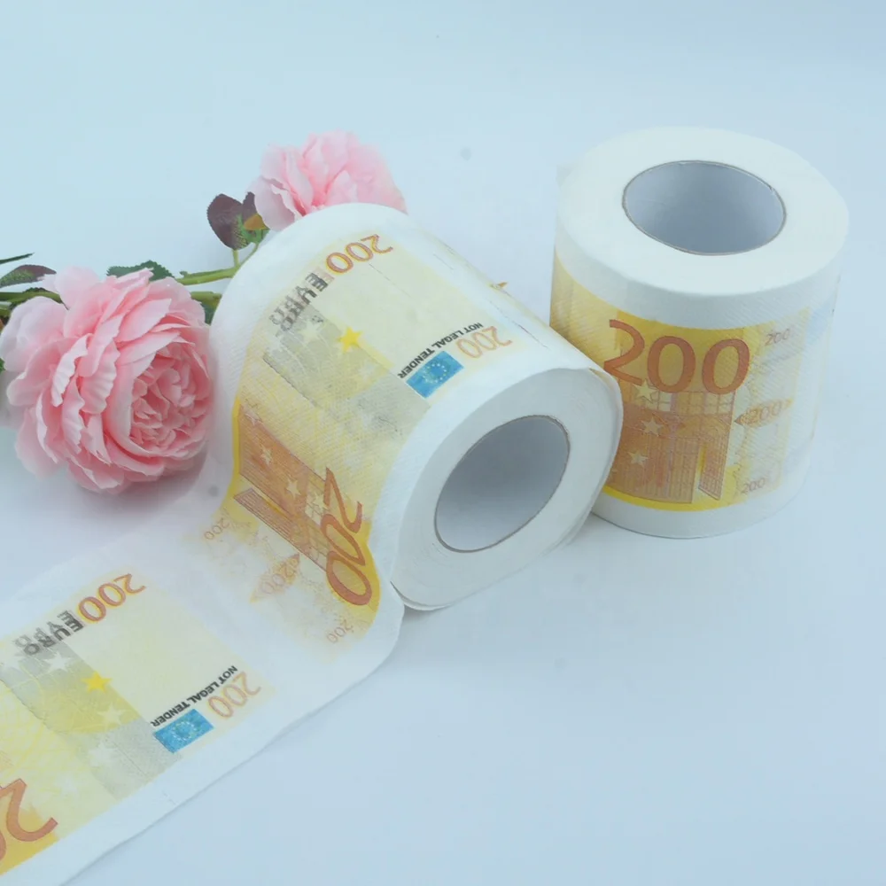 Attractive Colorful Biodegradable Gift Toilet Paper Comfort Care Christmas Printed Money Print On Tissue Party Toilet Paper