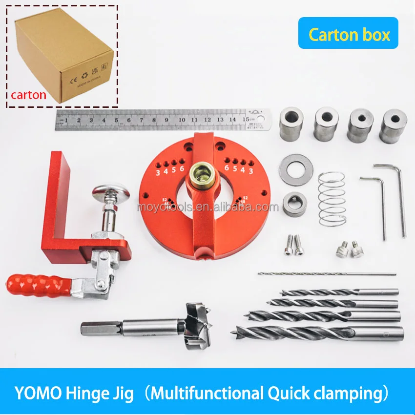 Multifunctional 35mm Hinge Jig Kit Woodworking Hole Drilling Guide Locator Puncher Template Aluminum Alloy Hole Opener Tools