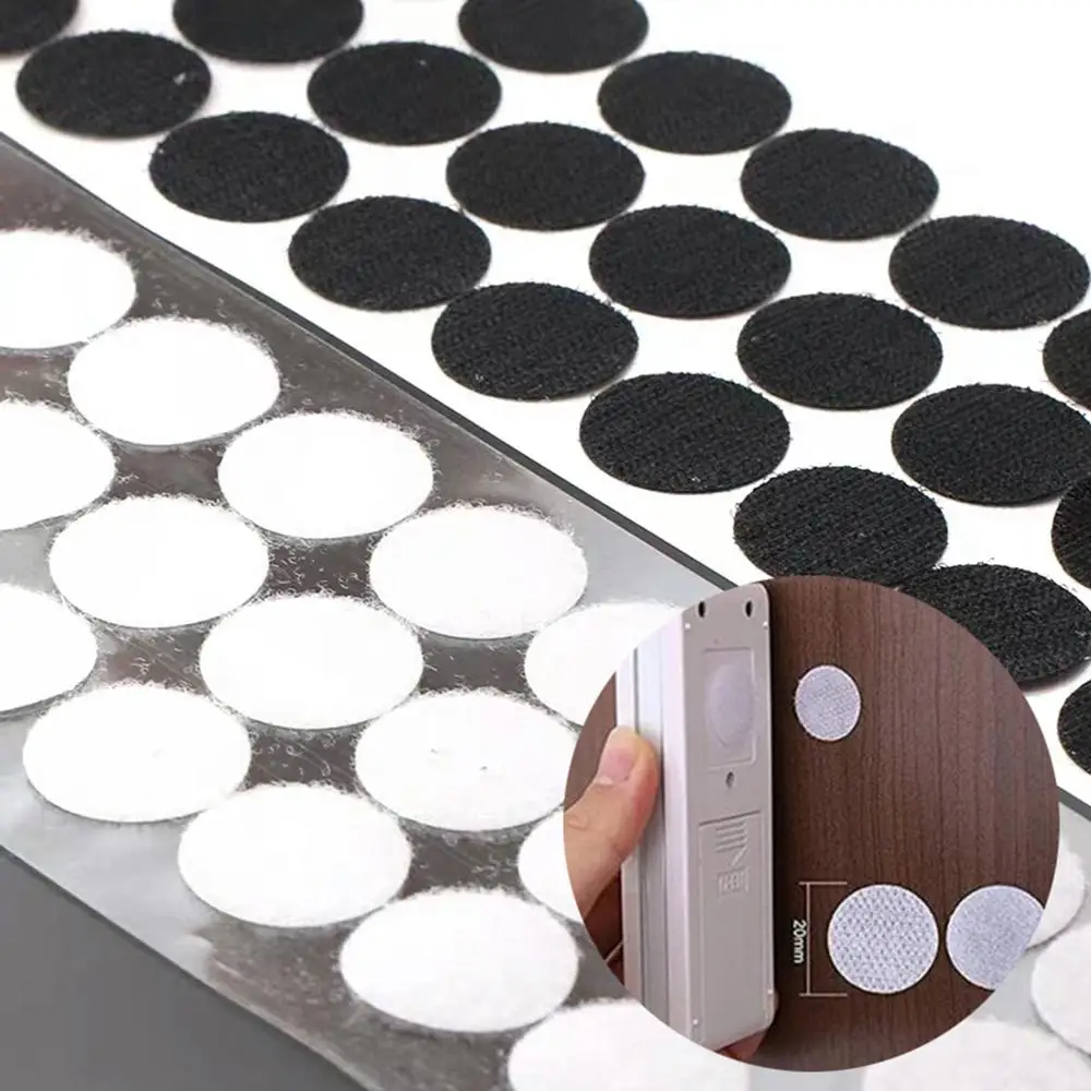 50mm colors Nylon Round Dots Backed Adhesive Hook And Loop Coins Hook Loop Dot