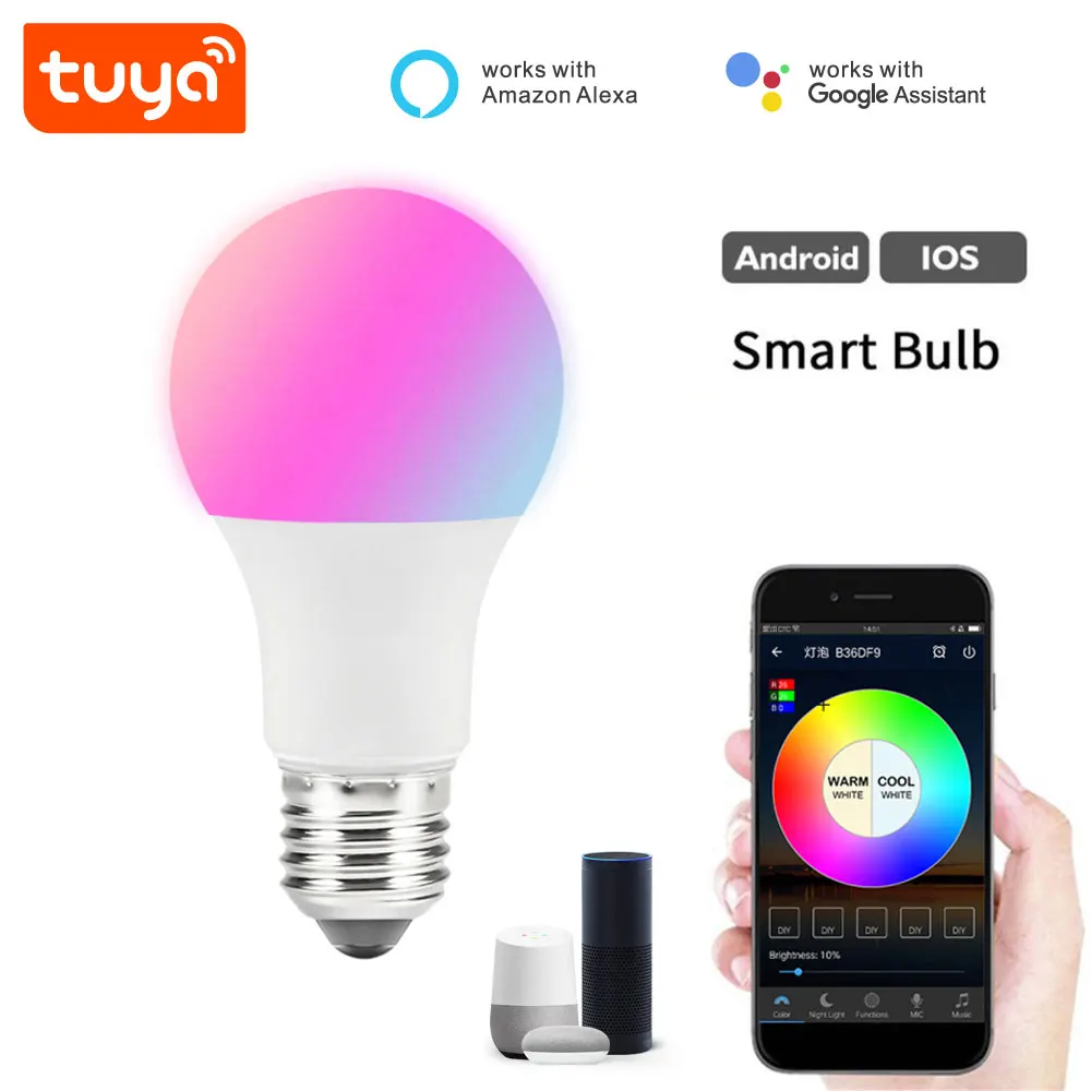 Best Price AC 85-265V 9W Tuya Smart App Control WiFi Mini RGBCW E27 LED Bulb PST-WFA19