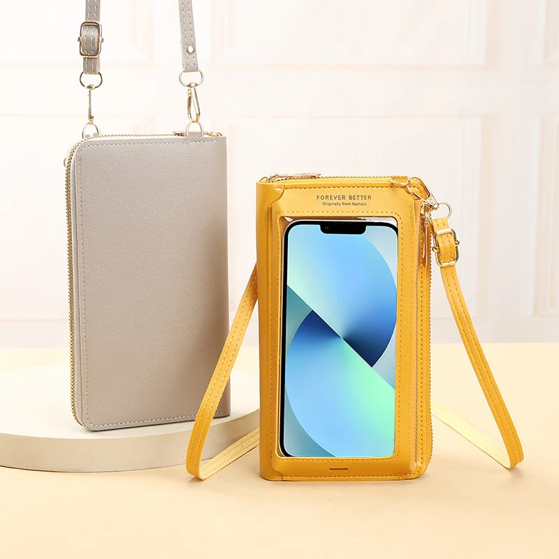 OEM/ODM Phone Purse Crossbody Bags Women Small Travel Wallet Touch Screen RFID Blocking Protection Wristlet Cell Phone Wallet