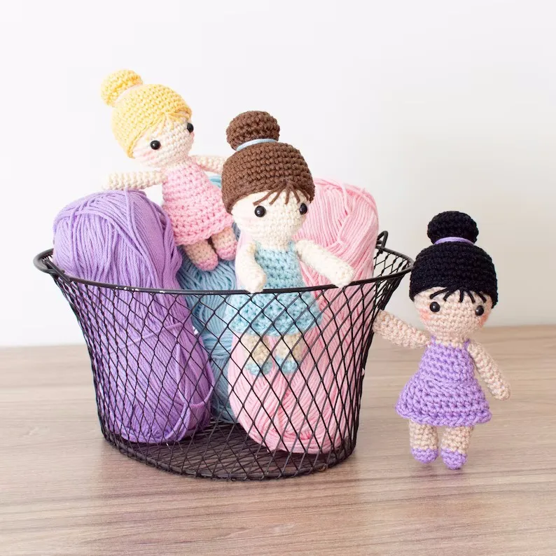 Ballerina birthday doll crochet ballet dancer doll knit stuffed ballerina girls toy