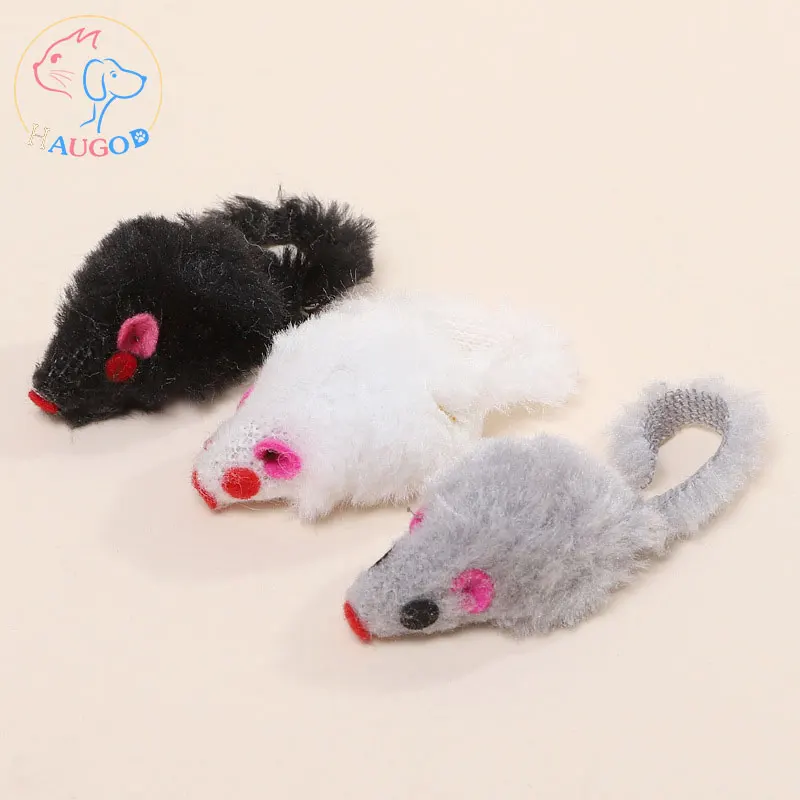 
Factory direct sales Eco-friendly Material Interactive Toys Real mini funny Rabbit Fur Mouse Cat Chew Toy 