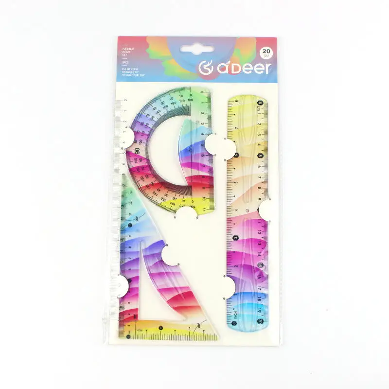 Bview Art 30 cm 20cm Popular Student Multi Colorful Transparent Plastic Ruler for Office School Stationery