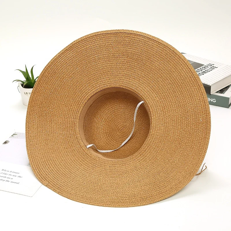 New Hot sale Beach Sun Protection Straw Hat Adjustable Beach Hat Large Sunshade Holiday Travel Sun Hat