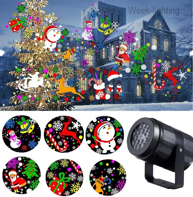 LED Christmas Projector Lights Outdoor Indoor Xmas Party Stage Light LED Snowflake Projection Laser Lamp Holiday Special Lamp