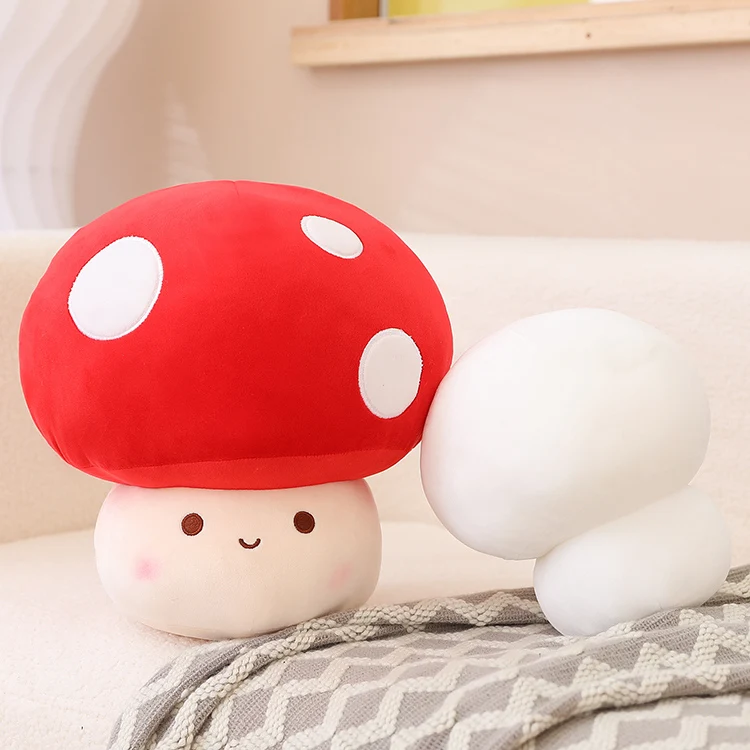 Stuffed Red Plush Mushroom Throw Pillow Cushion 3D Soft Stuffed Pillow Toy Gift For Kids Plush Mushroom Doll