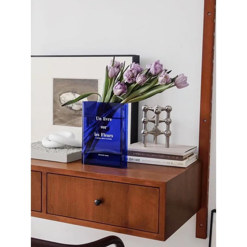 Clear Rectangular Acrylic Book Vase For Flower Artistic And Cultural Flavor Decorative Flower Holder Unique Aesthetic Room Decor