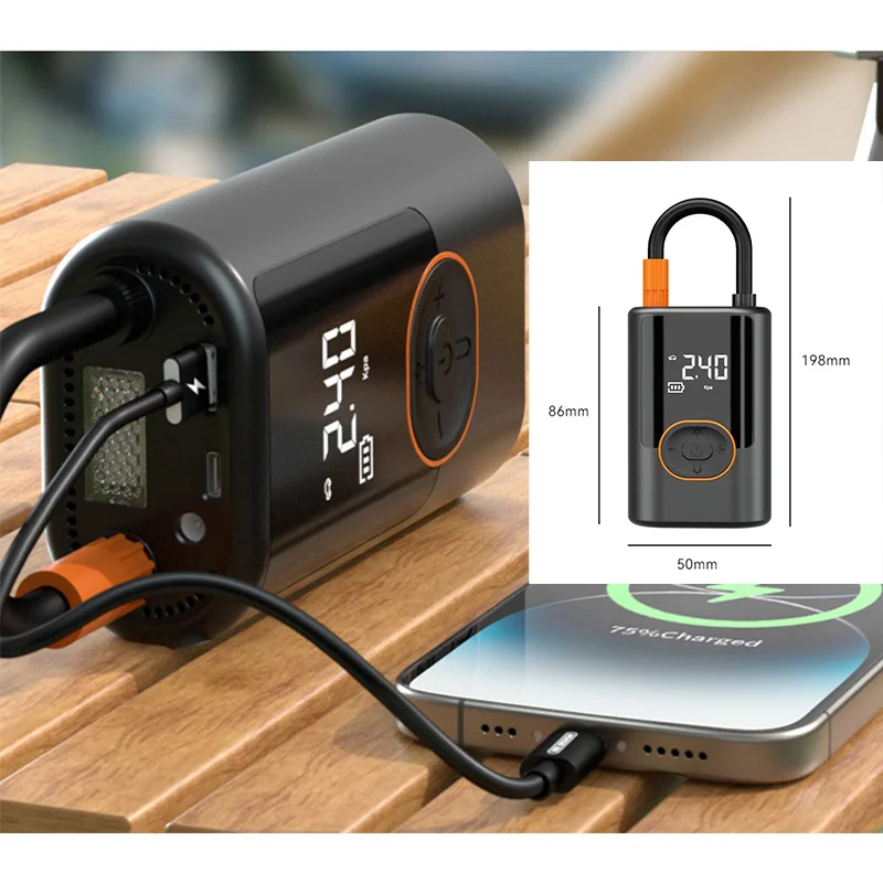 2024 Cordless Digital Mini Tire Inflators With 2 Battery Portable Rechargeable Wireless Car Air Pump Compressor For Car Tyre