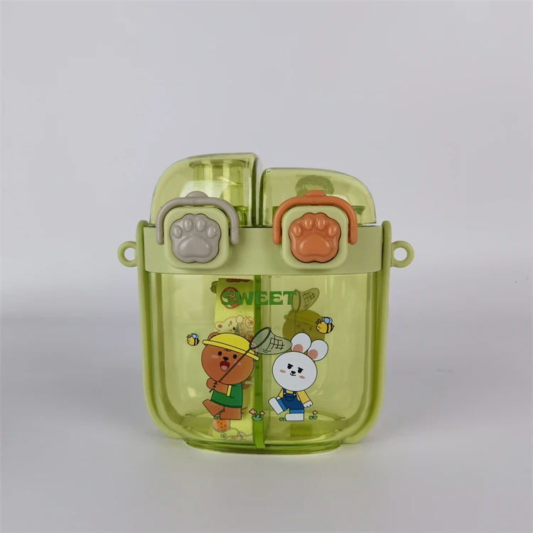 Portable Plastic Waterbottle Set Large Capacity Cute School Travel Outdoor Sports Drinking Cup Water Bottle For Kids Children