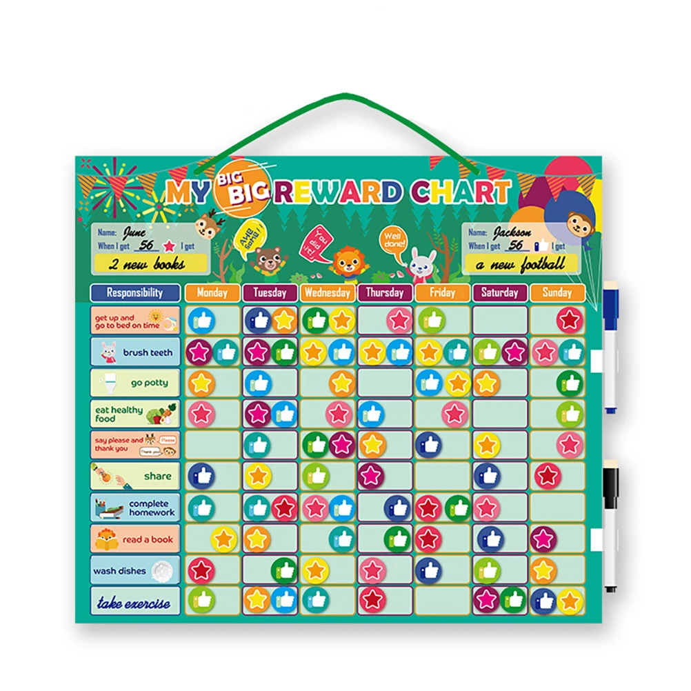 1 Set Kids Magnetic Reward Chart Daily Routine Calendar Behavior Rewarding Board Modern Style Gift