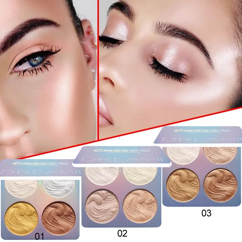 Light Weight Makeup Cheekbones 4 Colors Highlighter Powder Palette Bronzer Palette