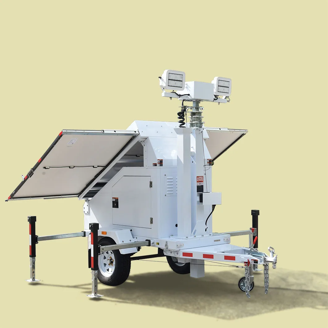 CE certification mobile solar lighting trailer led 9m mast good quality