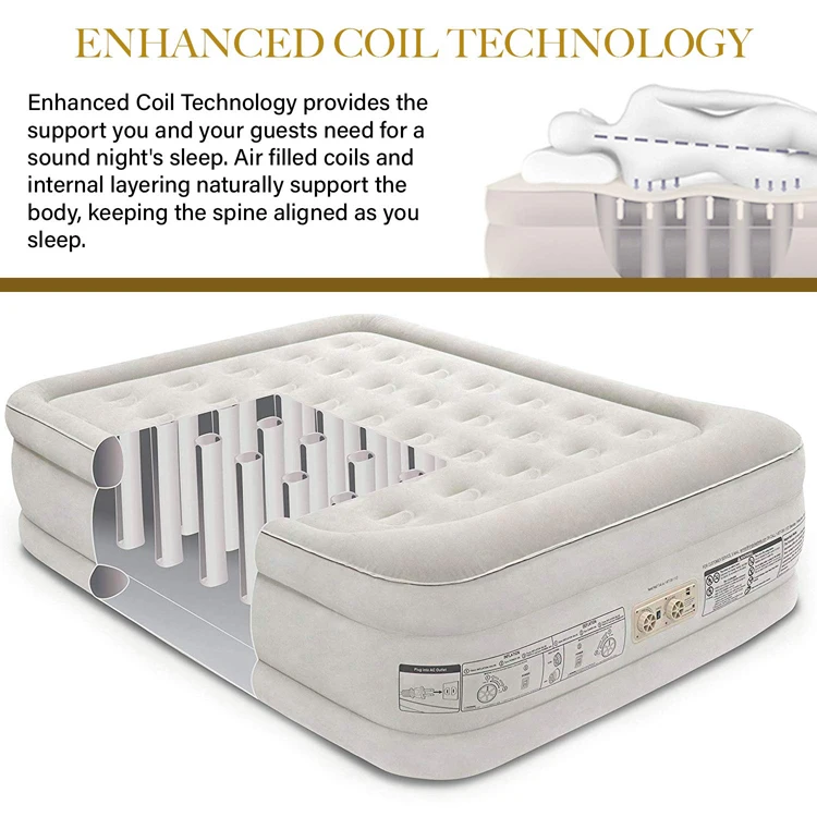 OEM Acceptable Raised Air Bed Auto Inflatable Mattress Queen Size Bed with Built-in Electric Pump