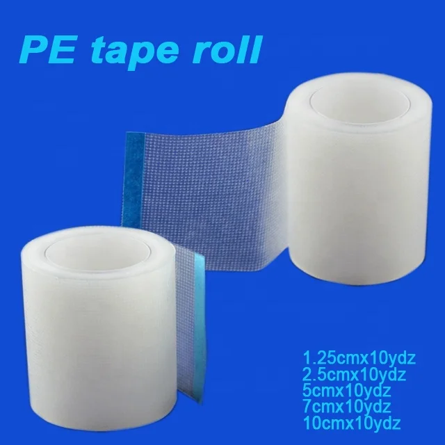 Direct factory of  Medical disposable surgical transparent PE tape roll with acrylic glue 1'x10yds/2'x10yds