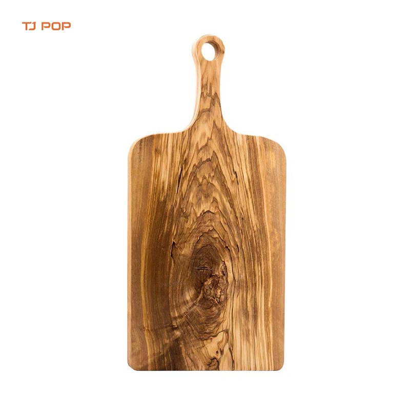 Olive Wood Butcher Chopping Block Customized Wooden Cutting Board with Handle