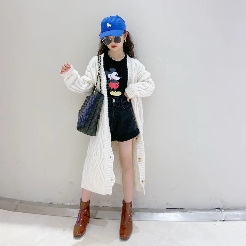 2020 fashion girls knitted long baby cardigan sweater wholesale
