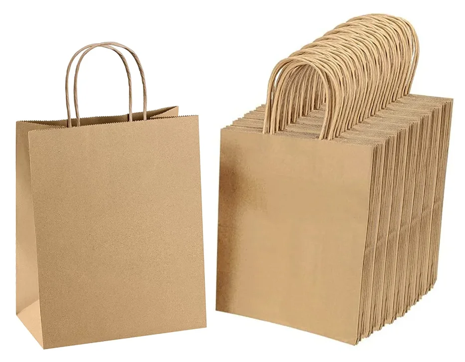 Wholesale Price Custom Logo Brown Paper Kraft Bag Packing With Cotton Rope Handle